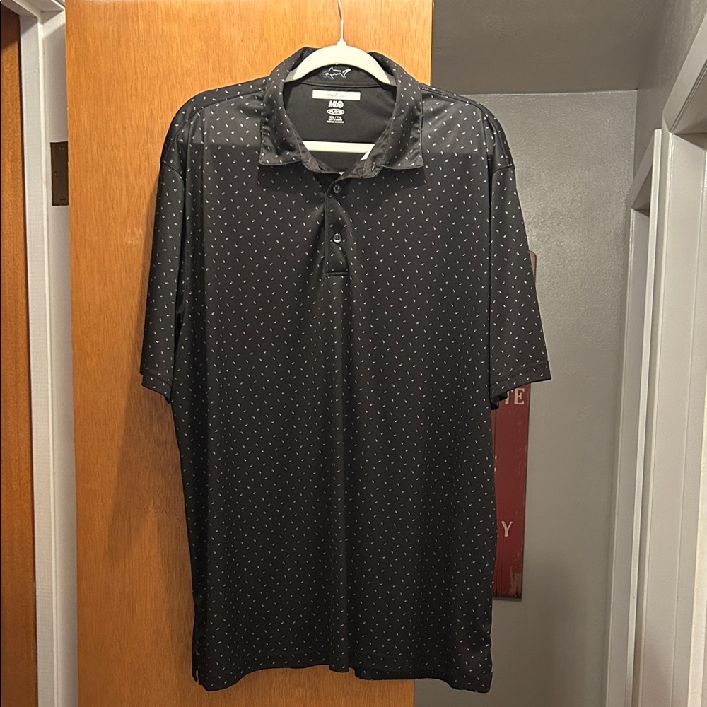 Greg Norman Collection Black Polo with Subtle Pattern